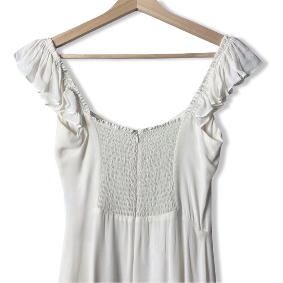 New Reformation Bondi Midi Georgette Side Slit Dress Ivory Size 4 - Picture 11 of 14